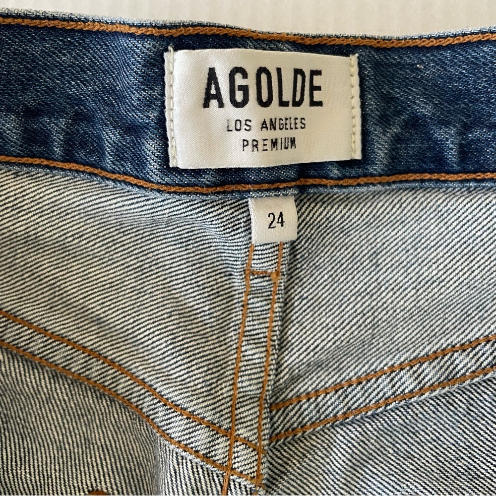 Agolde 90’s Pinch Waist High Rise Women's Blue Straight Leg Jeans Button up - Picture 4 of 15